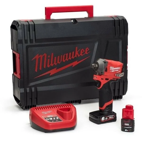 MILWAUKEE M12FIWF12-622X M12 Fuel™ 12V 1/2" 300NM Impact Wrench - 2AH/6AH Batteries, Charger and Case