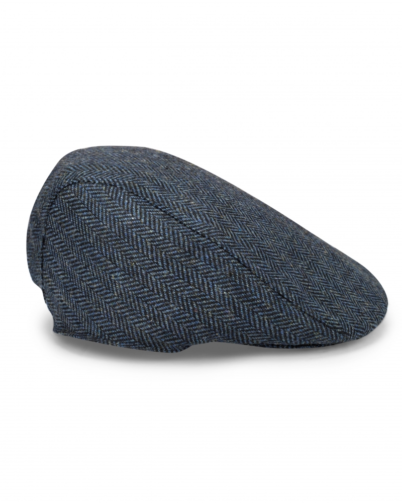 Herringbone Waterproof Tweed Cap (Navy)
