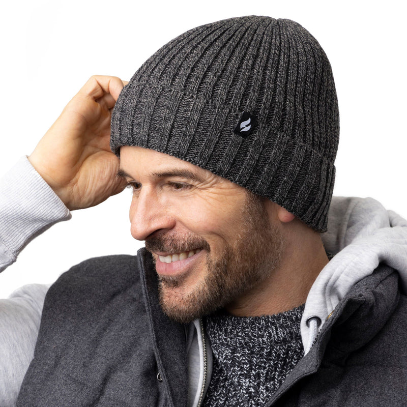 Mens Lawson Turn Over Cuff Ribbed Hat (Grey)