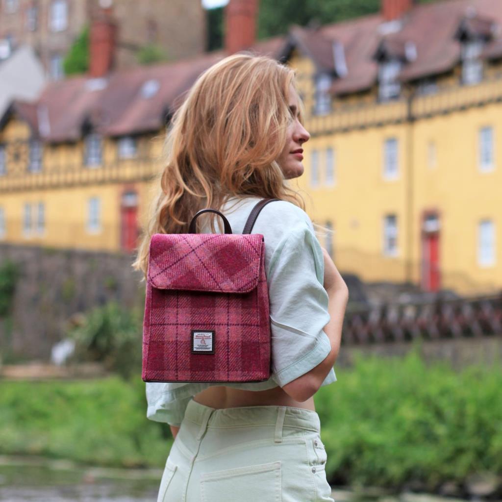 Harris Tweed Mini Backpack Pink