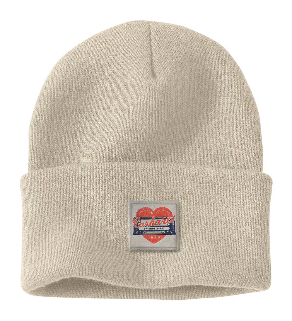 Knit Heart Patch Beanie