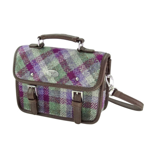 Tweed Mini Satchel Blue/Green/ Red