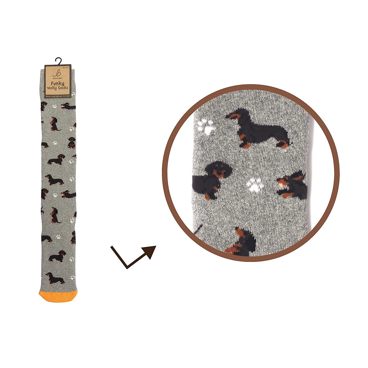 Sausage Dog Bamboo Welly Sock