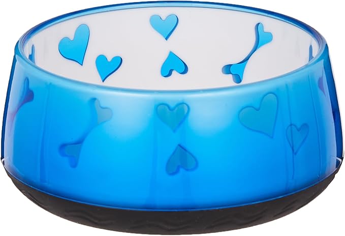 Dog Bowl Blue Hearts Large